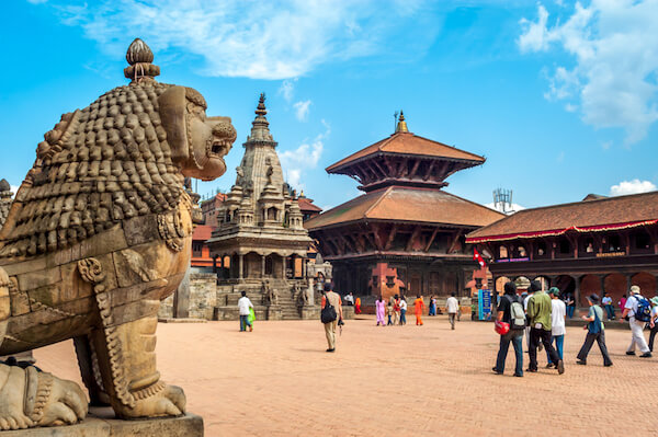 Bhaktapur i Nepal: Durbar-torget och det kungliga palatset