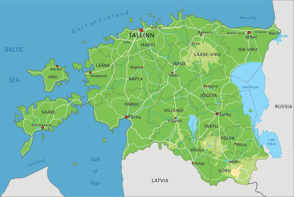 estonia physical map 1000