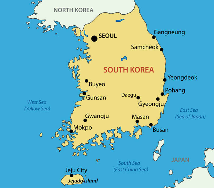 sydkorea karta Map of south korea - Europa Karta