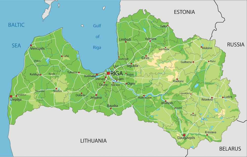 latvia physical map