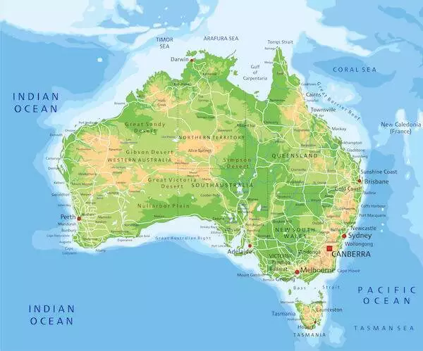 Physical Map of Australia