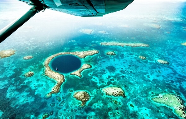 belize blue hole from air