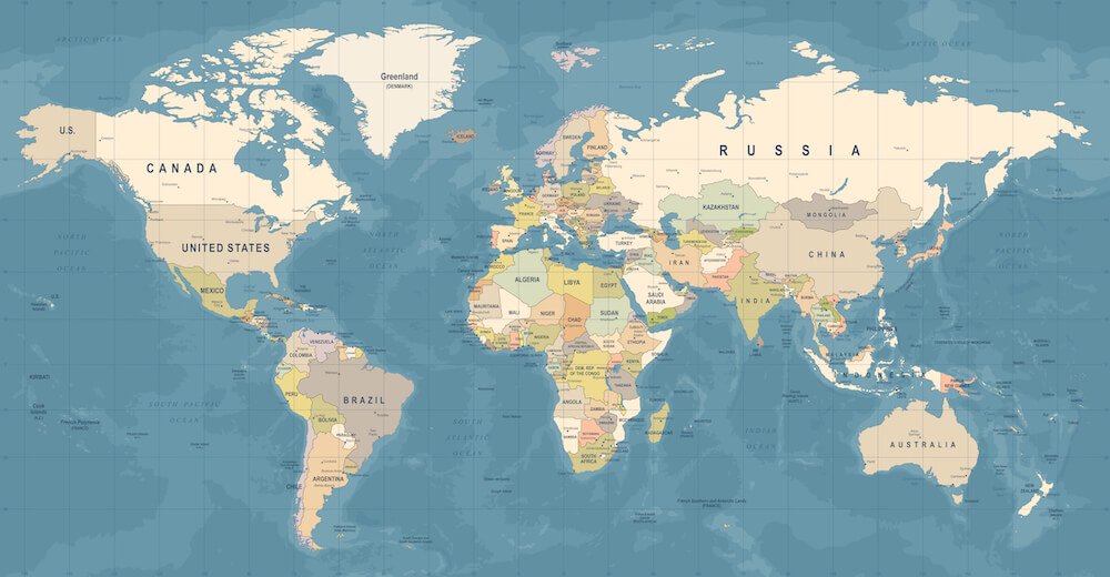 world map with countries for kids