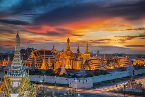 Grand Palace in Bangkok Thailand at night - image by